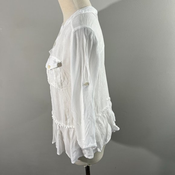 DEREK HEART White‎ Button Down Bohemian Shirt (S) - Picture 3 of 8